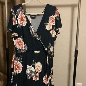 Fortune + Ivy Floral Wrap Dress (2X)